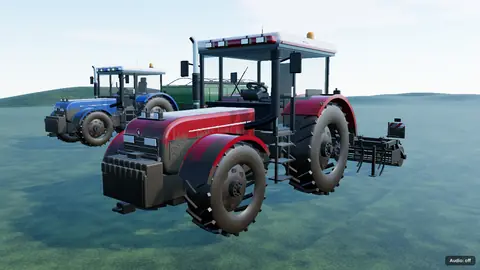 Muddy tractors in the rain